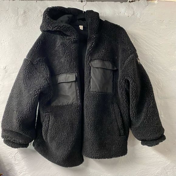 ALO Yoga Jackets & Blazers - Womens Alo Yoga Black Fleece Zip-Up Black Fleece Thick Winter Jacket Hoodie Hood
